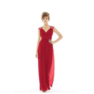 Alfred Sung size 14  - Flame, v neck, illusion shoulder and back, chiffon knit